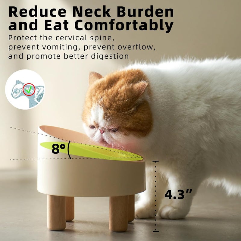 MS!MAKE SURE Cat Bowls, Adjustable Elevated Ceramic Cat Bowls with Anti-Slip Rubber Pad, Splash Guard, Lead & Cadmium Free, Whisker Friendly, for Puppies & Cats - 5.1" Wide, 295ML (10 oz), Pink - Image 5